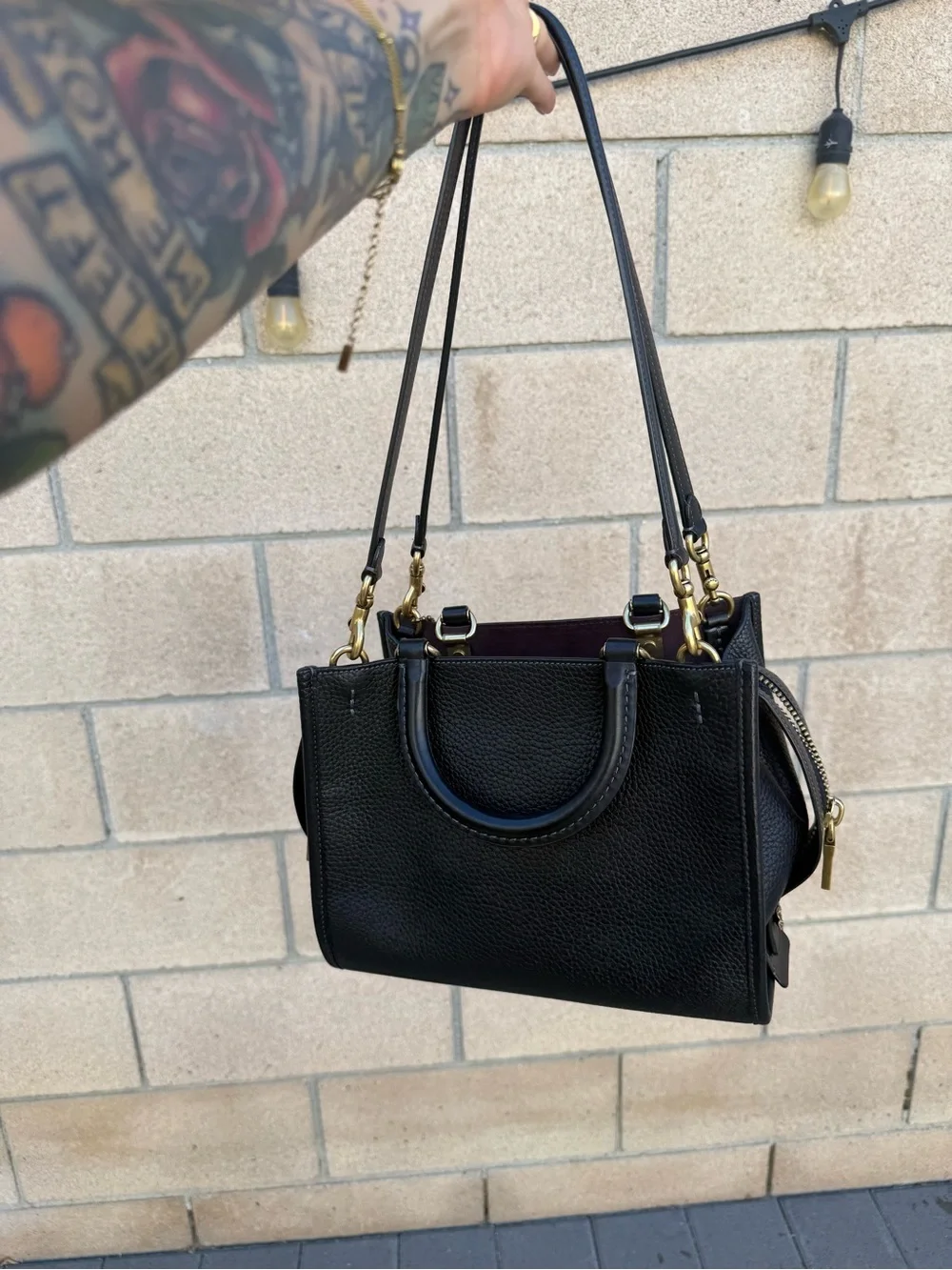 Coach Black Pebbled Leather rogue 25 with Gold Hardware
